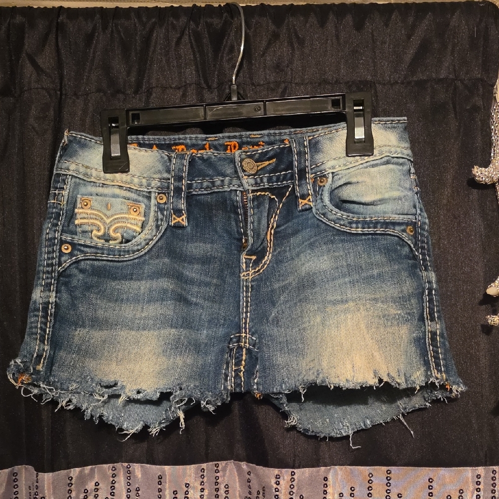 Rock Revival Blue Faded Distressed Denim Shorts